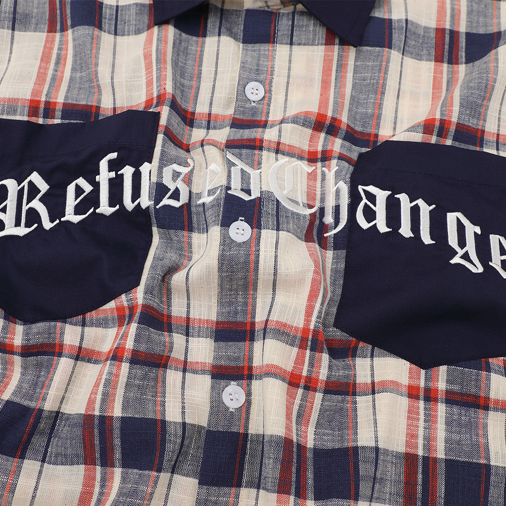 Color Block Plaid Short Sleeve Shirt – Streetwear Oversized Button-Up