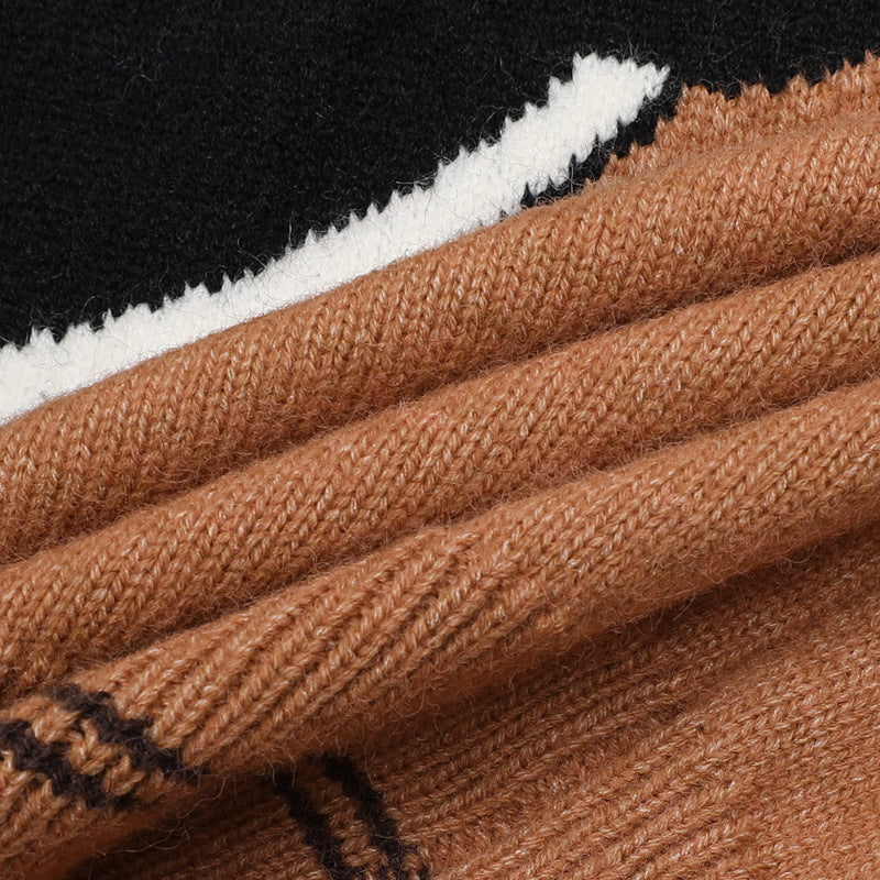Cat Paw Knit Sweater Vest – V-Neck Jacquard Sleeveless Pullover in Brown