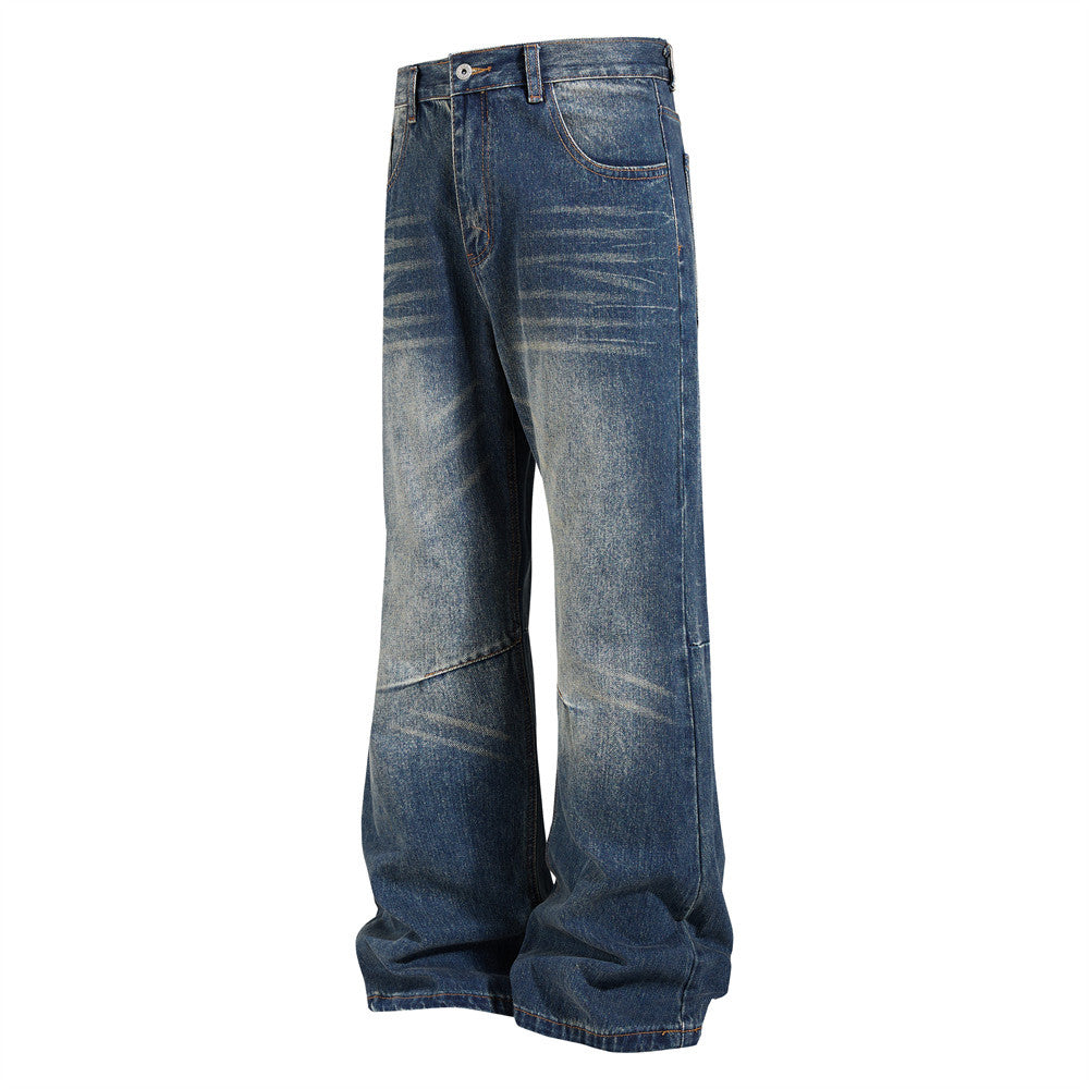 Vaqueros acampanados de pierna ancha para hombre – Denim vintage lavado y desgastado