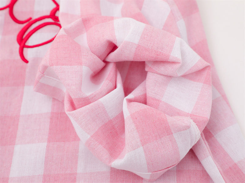 Oversized Gingham Check Short Sleeve Shirt with Embroidered Script Logo