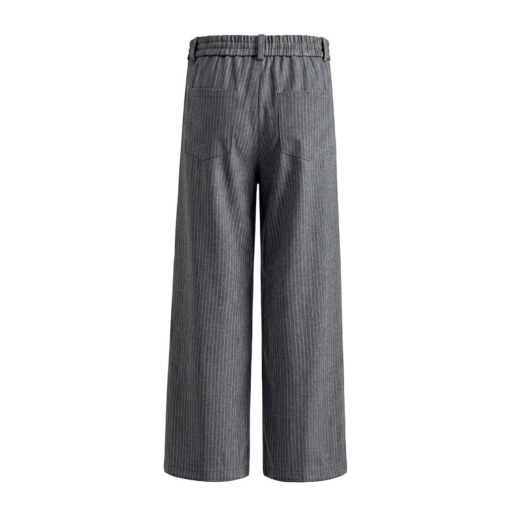 Pantalones de vestir de pierna ancha con raya diplomática – Pantalones plisados de corte recto para hombre