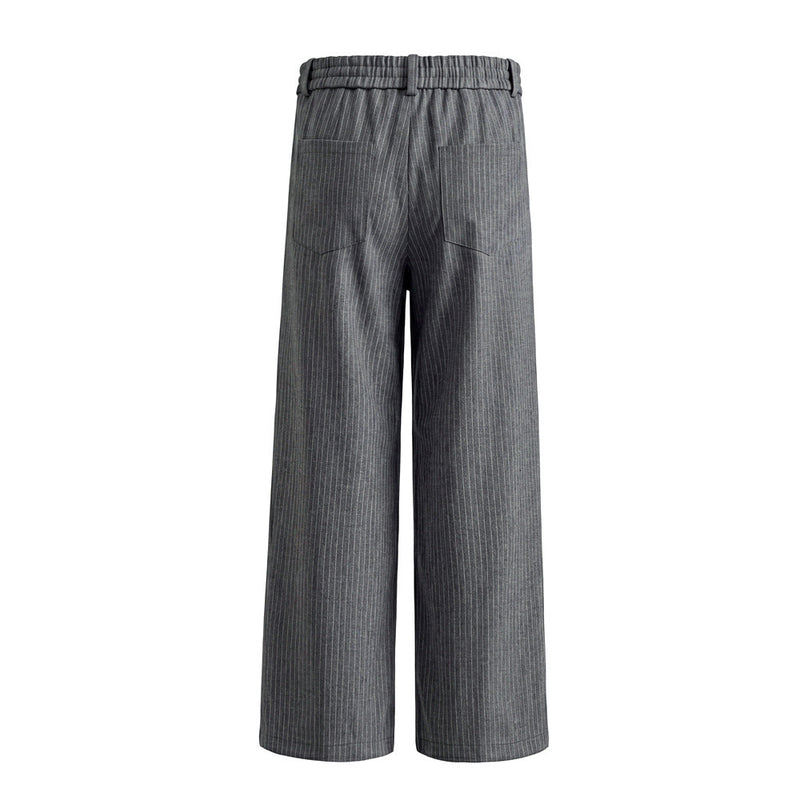 Pantalones de vestir de pierna ancha con raya diplomática – Pantalones plisados de corte recto para hombre