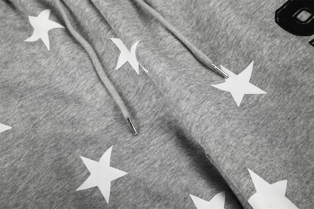 Star Print Wide-Leg Sweatpants – Oversized Pleated Streetwear Joggers