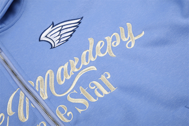 Embroidered Zip-Up Hoodie – Oversized Streetwear Varsity Style