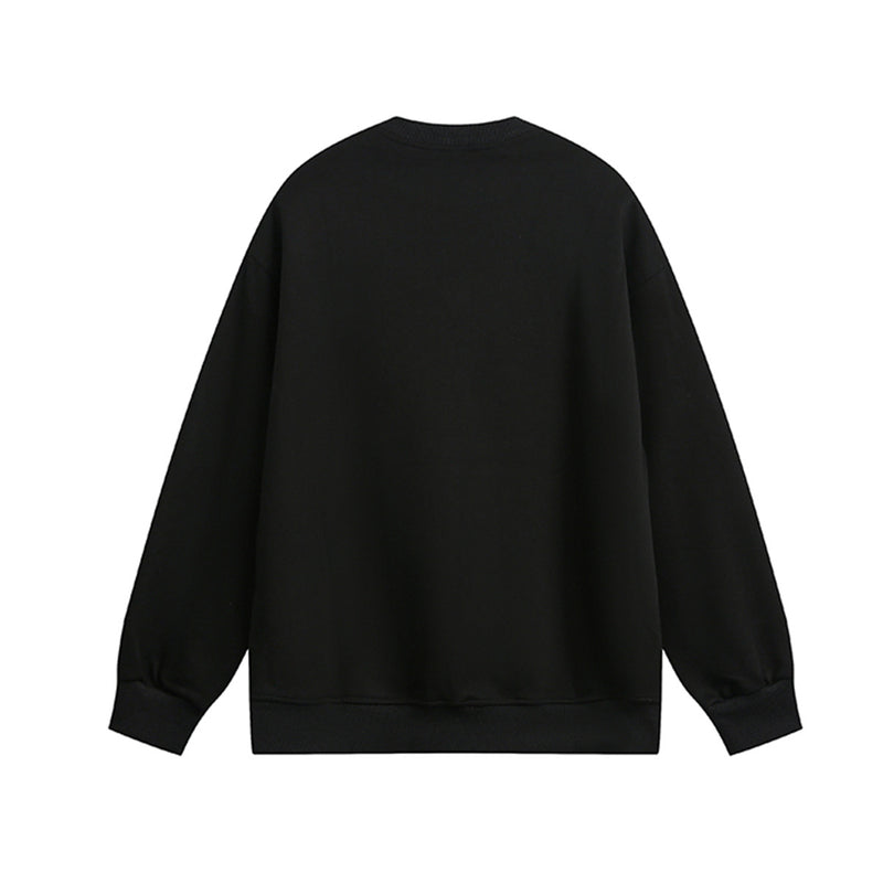 Sweat-shirt punk streetwear à col rond avec anneaux métalliques sur les épaules