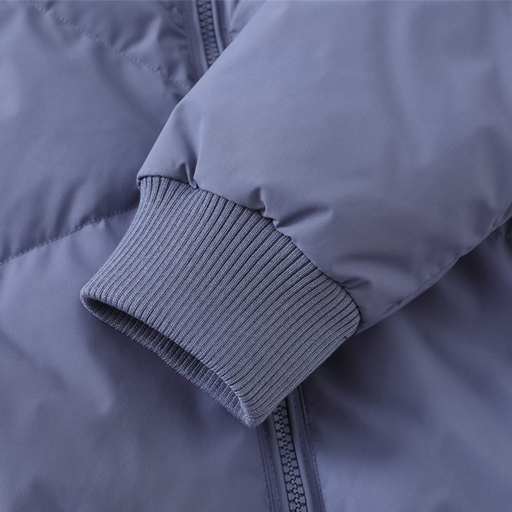Doudoune oversize – Col montant, matelassage chevron et zip intégral, bleu