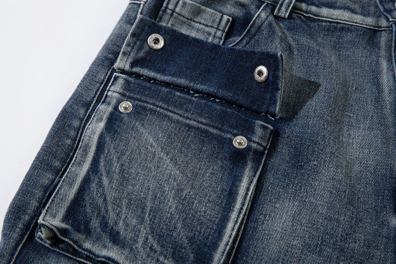 Wide-Leg Cargo Jeans with Barbed Wire Embroidery – Baggy Streetwear Denim