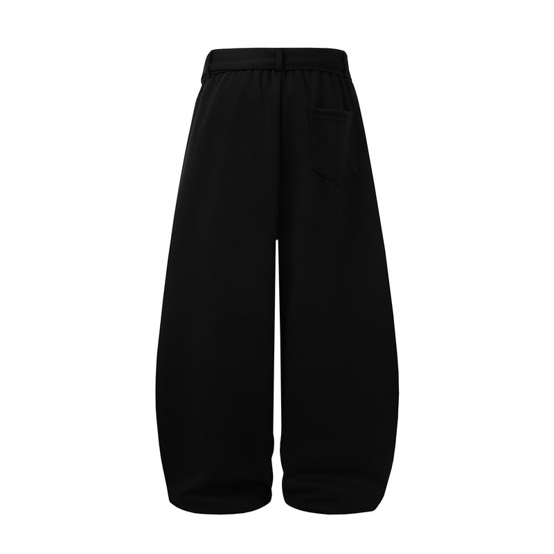 Wide-Leg Sweatpants with Belt Sash and Script Logo Print