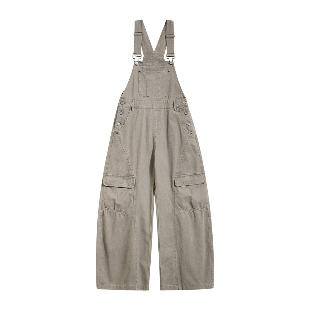 Wide-Leg Cargo Overalls – Baggy Multi-Pocket Bib Dungarees
