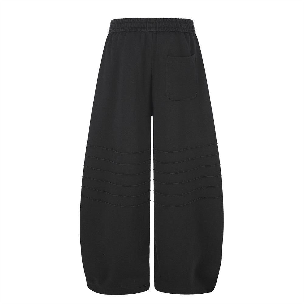 Wide-Leg Sweatpants with Gradient Wash, Letter Embroidery & Pintuck Detail