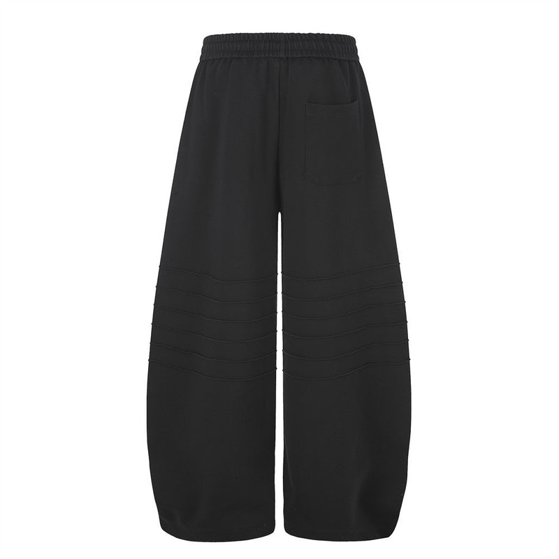 Wide-Leg Sweatpants with Gradient Wash, Letter Embroidery & Pintuck Detail