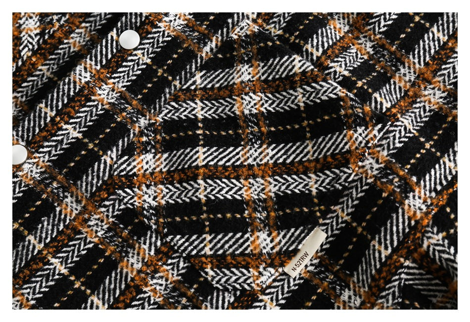 Vintage Plaid Patchwork Fringe Jacket – Oversized Unisex Overshirt