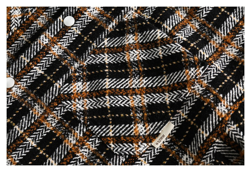 Vintage Plaid Patchwork Fringe Jacket – Oversized Unisex Overshirt