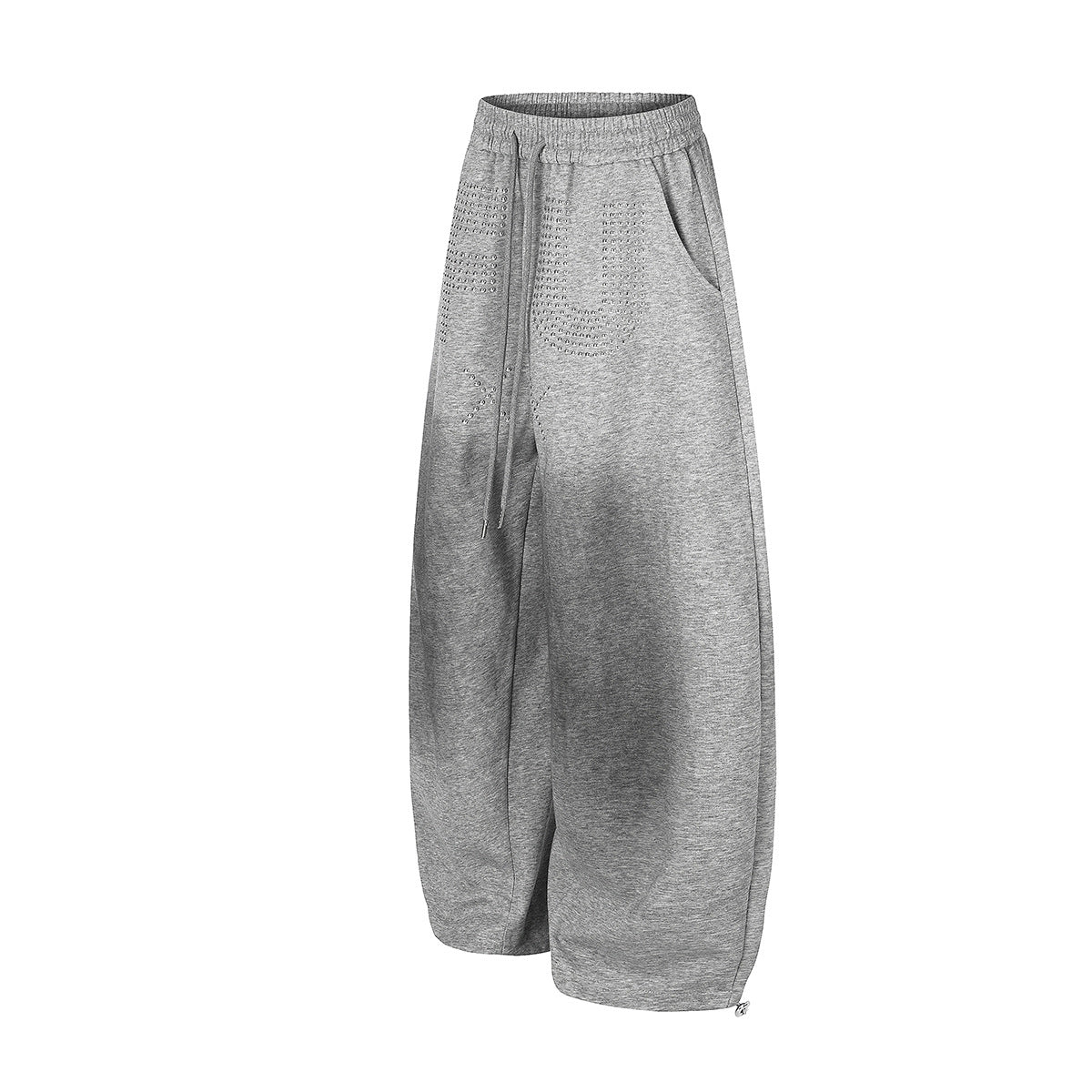 Pantalon de survêtement à jambes larges avec motif FU en strass et délavage vintage
