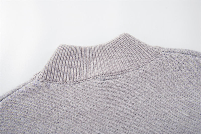 Men's Oversized Jacquard Knit Pullover Sweater with Union Jack Graphic