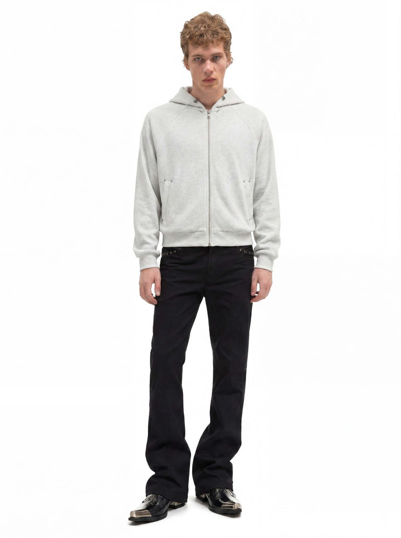 Sweat à capuche court zippé – Sweat intégralement zippé à manches raglan côtelées