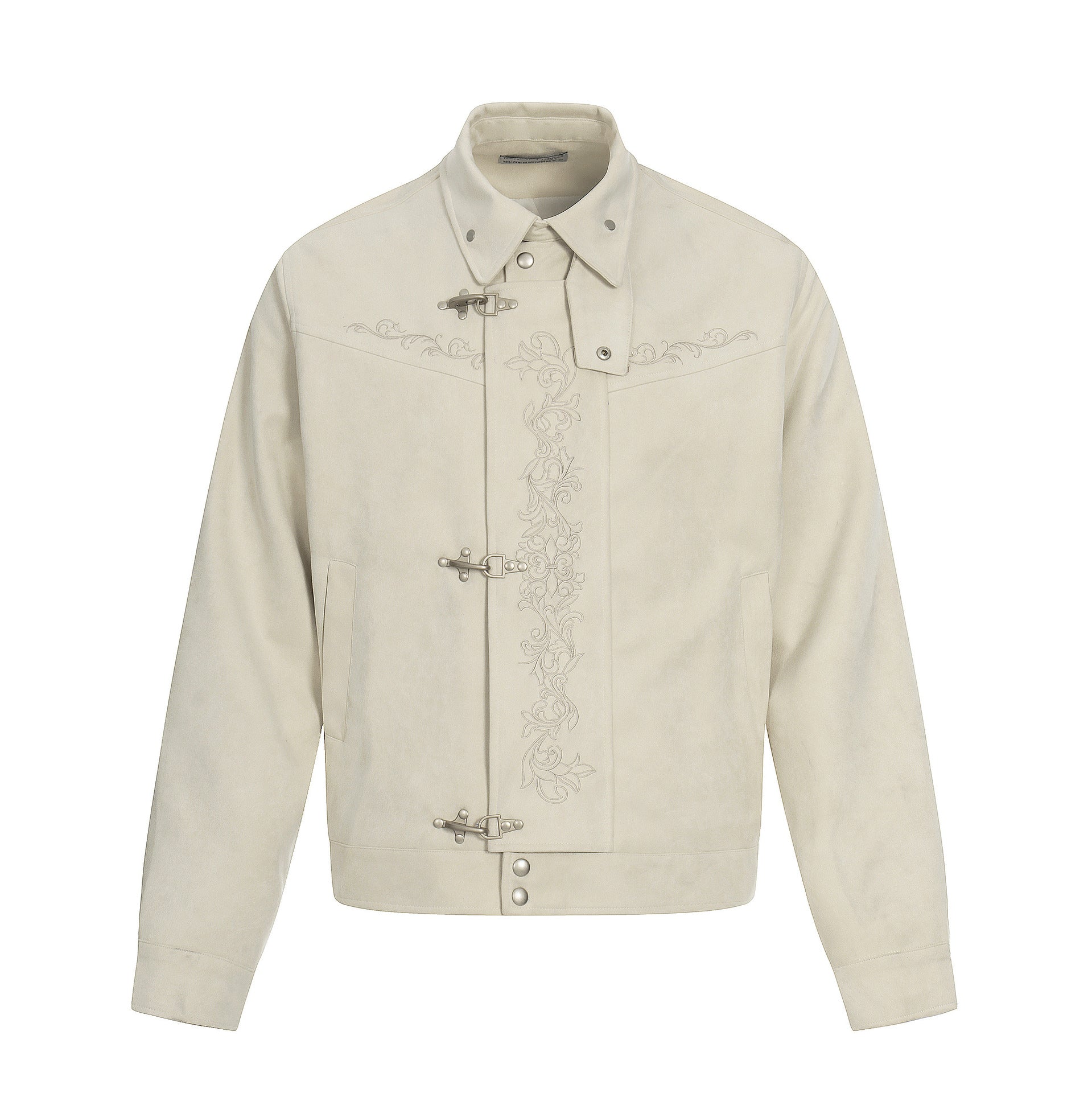 Veste en daim à fermoirs brodés – Style vintage américain Detroit pour homme