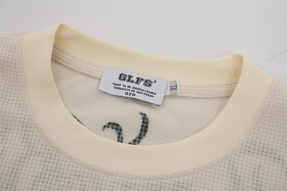 Fashion Killa Oversized Long Sleeve Graphic Tee – Waffle Knit Streetwear Top