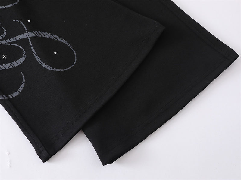 Pantalon de jogging flare wide leg homme avec imprimé script et taille élastique
