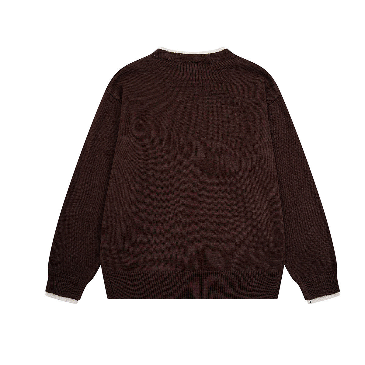 Crew Neck Graphic Knit Sweater – Retro American Campus Style
