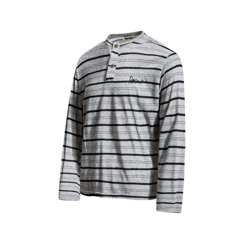 Men's Striped Long Sleeve Henley T-Shirt – Relaxed Fit