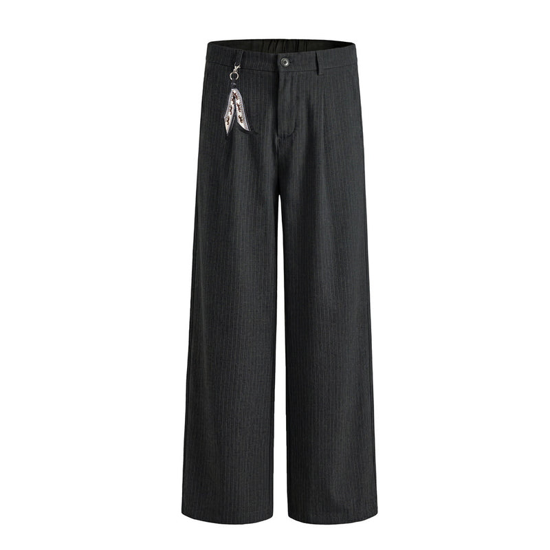 Pantalones de vestir de pierna ancha con raya diplomática – Pantalones plisados de corte recto para hombre