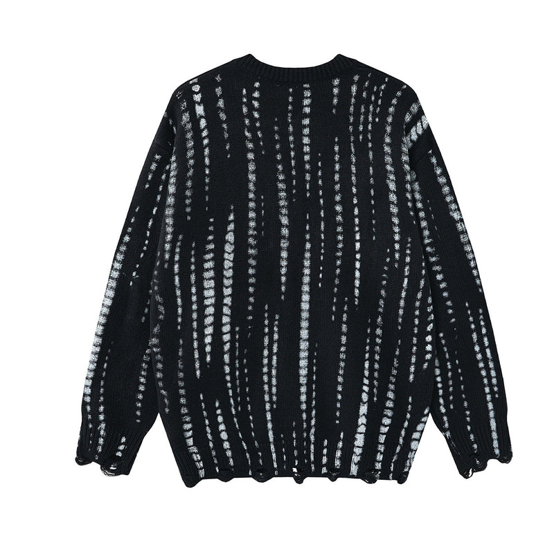 Pull en maille col rond oversize tie-dye délavé – Streetwear vintage