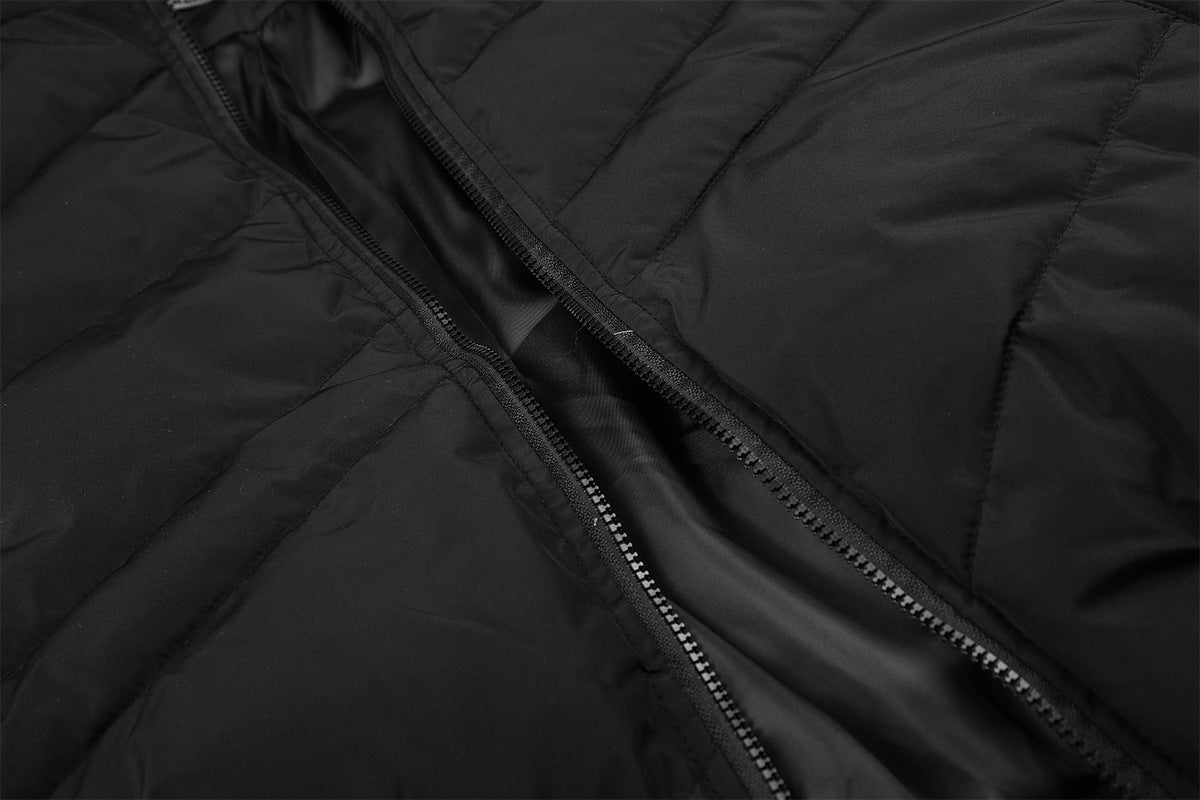 Puffer Bomber Jacket with Faux Fur Hood – Diagonal Quilted Short Winter Coat