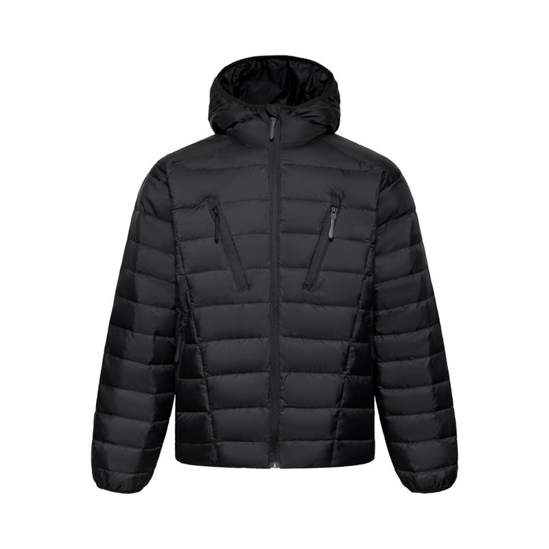 Men's Hooded Puffer Jacket – Zip-Up Quilted Down Coat with Multi-Pocket Design