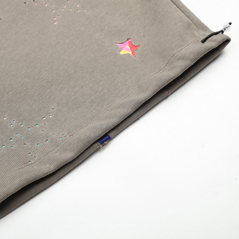 Colorful Star Print Wide-Leg Sweatpants – Relaxed Fit Curved Hem Casual Pants