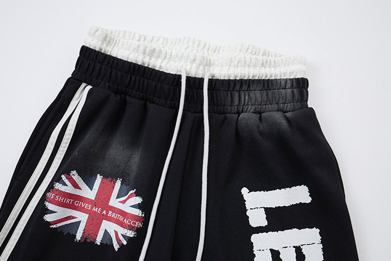 Wide-Leg-Sweatpants mit Union-Jack- und „Let's Rock On“-Print, Seitenstreifen