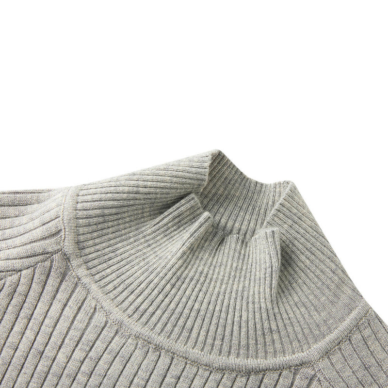 Men's Long Sleeve Sweater Polo Mock Neck Ribbed Knit Slim Fit Pullover