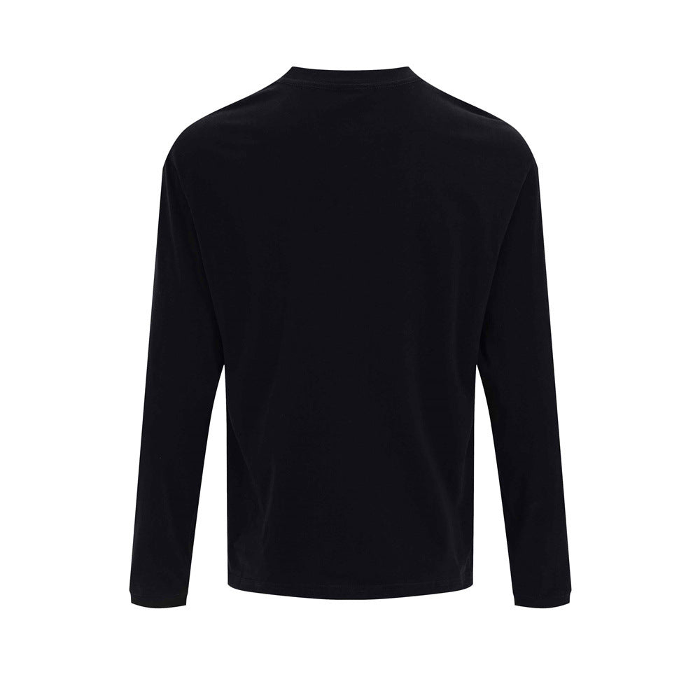 Long Sleeve Cat Graphic Tee – Men's Oversized Streetwear Crew Neck Shirt
