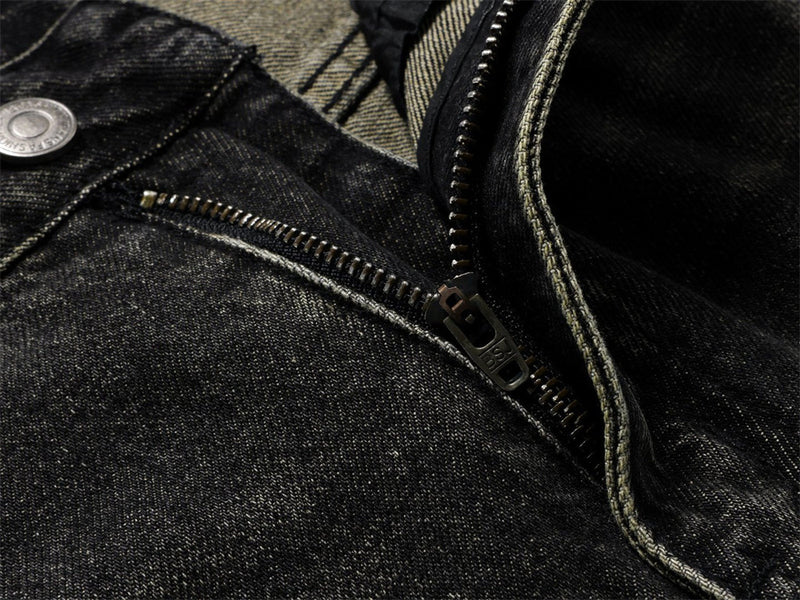 Baggy Straight Leg Jeans – Men's Vintage Washed Distressed Black Wide-Leg Denim
