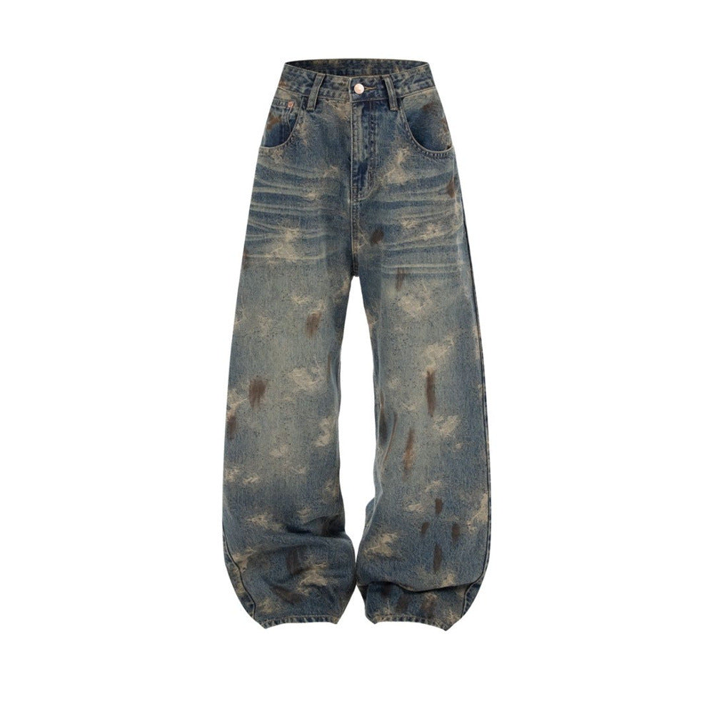 Wide Leg Jeans Mens Distressed Vintage Grunge Baggy Denim Pants