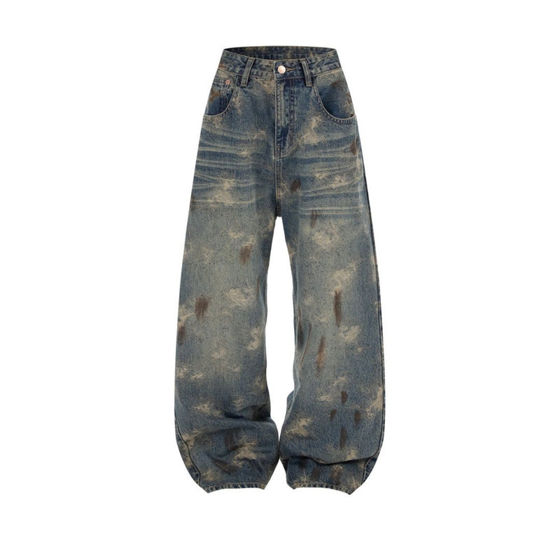 Wide Leg Jeans Mens Distressed Vintage Grunge Baggy Denim Pants