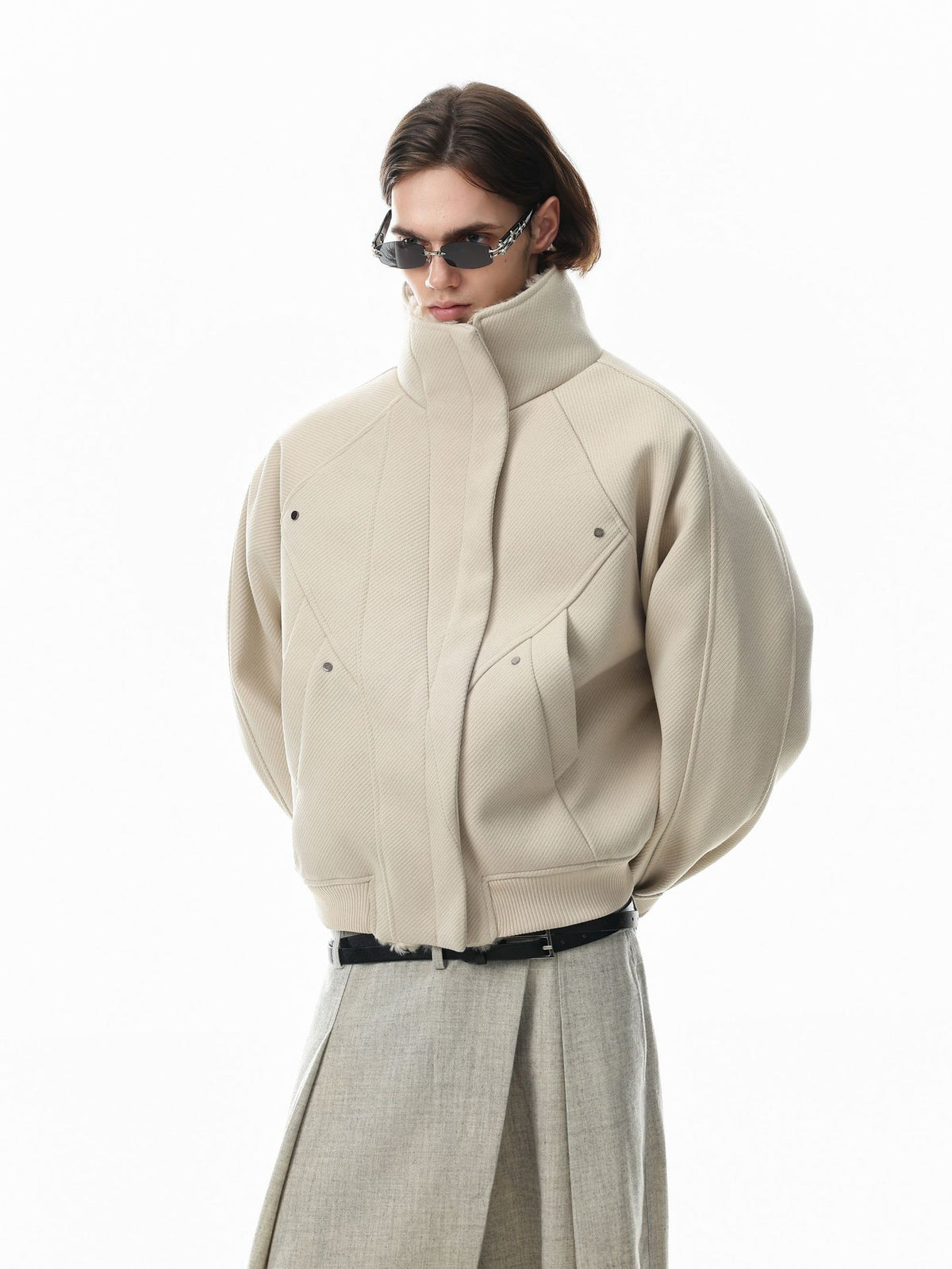 Men's Oversized Bomber Jacket with Sherpa Collar – Padded Winter Coat