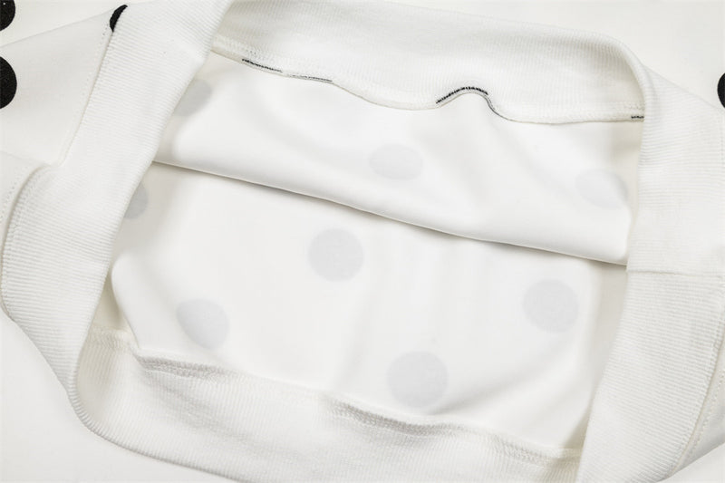 Polka Dot All-Over Print Pullover Hoodie & Wide-Leg Sweatpants Set