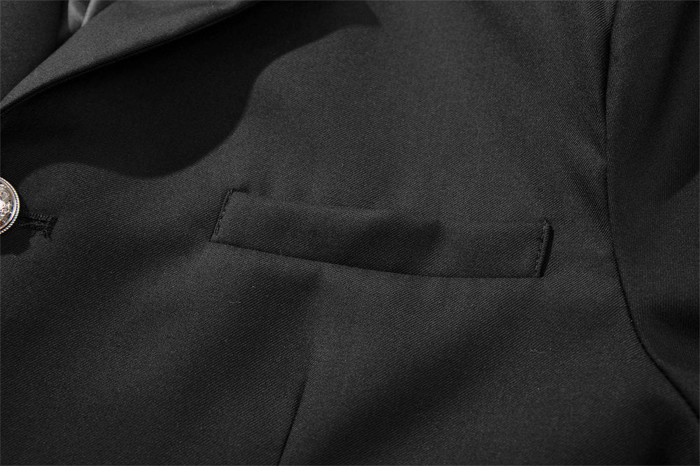 Men's Black Blazer Jacket – Four-Button Single-Breasted Structured Fit