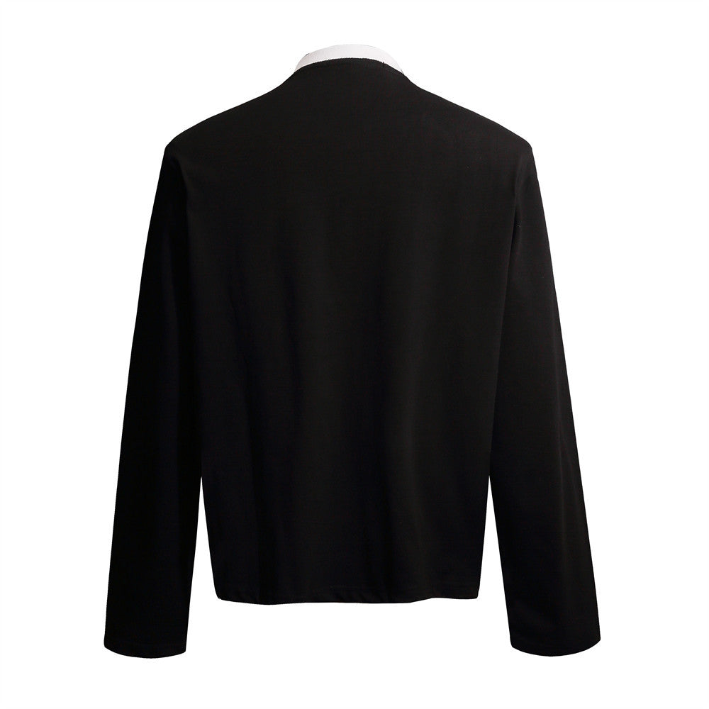 Men's Graphic Long-Sleeve T-Shirt – Varsity Crest & Letter Print, Crew Neck