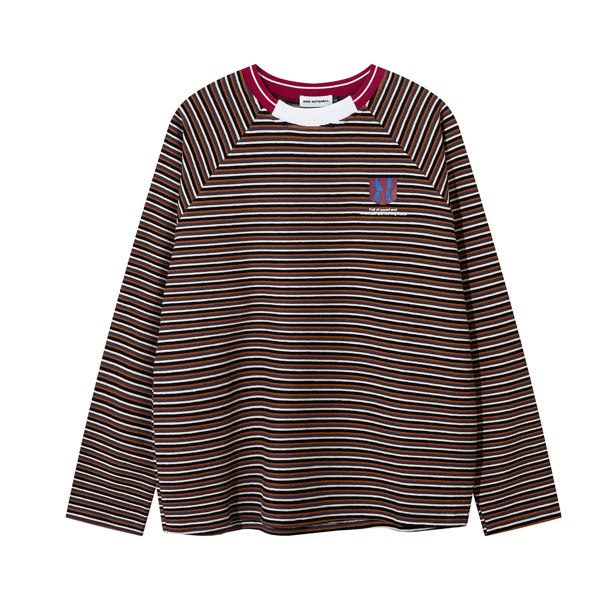 Striped Long Sleeve Crew Neck Shirt – Retro Campus Colorblock Tee