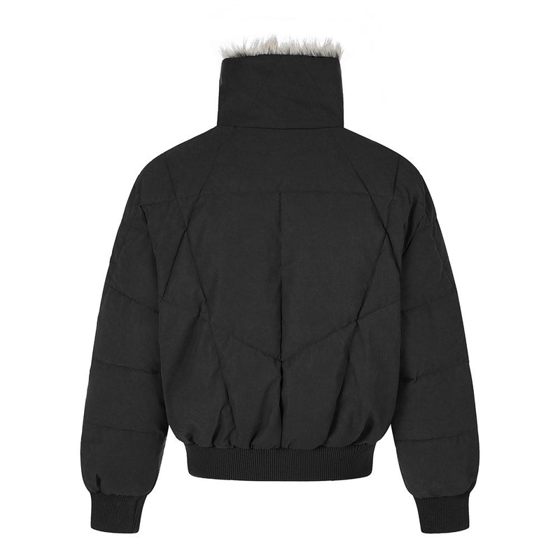 Chaqueta bomber acolchada con cuello de pelo sintético – Abrigo de invierno para hombre