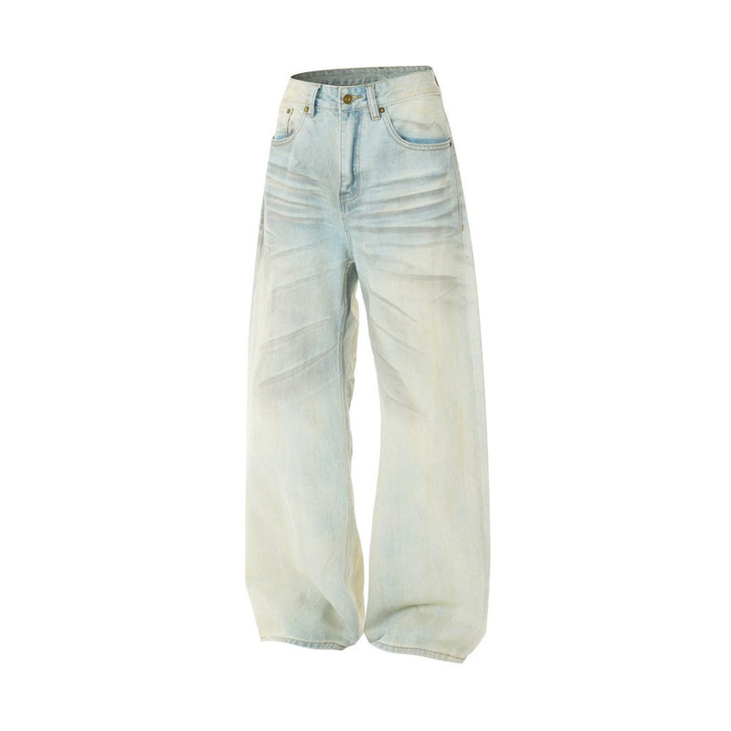 Baggy Pants for Men – Wide Leg Washed Light Blue Denim Jeans