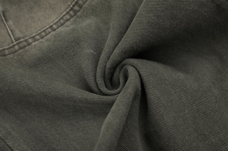 Wide-Leg Cargo Jeans – Washed Denim, Straight-Fit with Multi-Pocket Detail