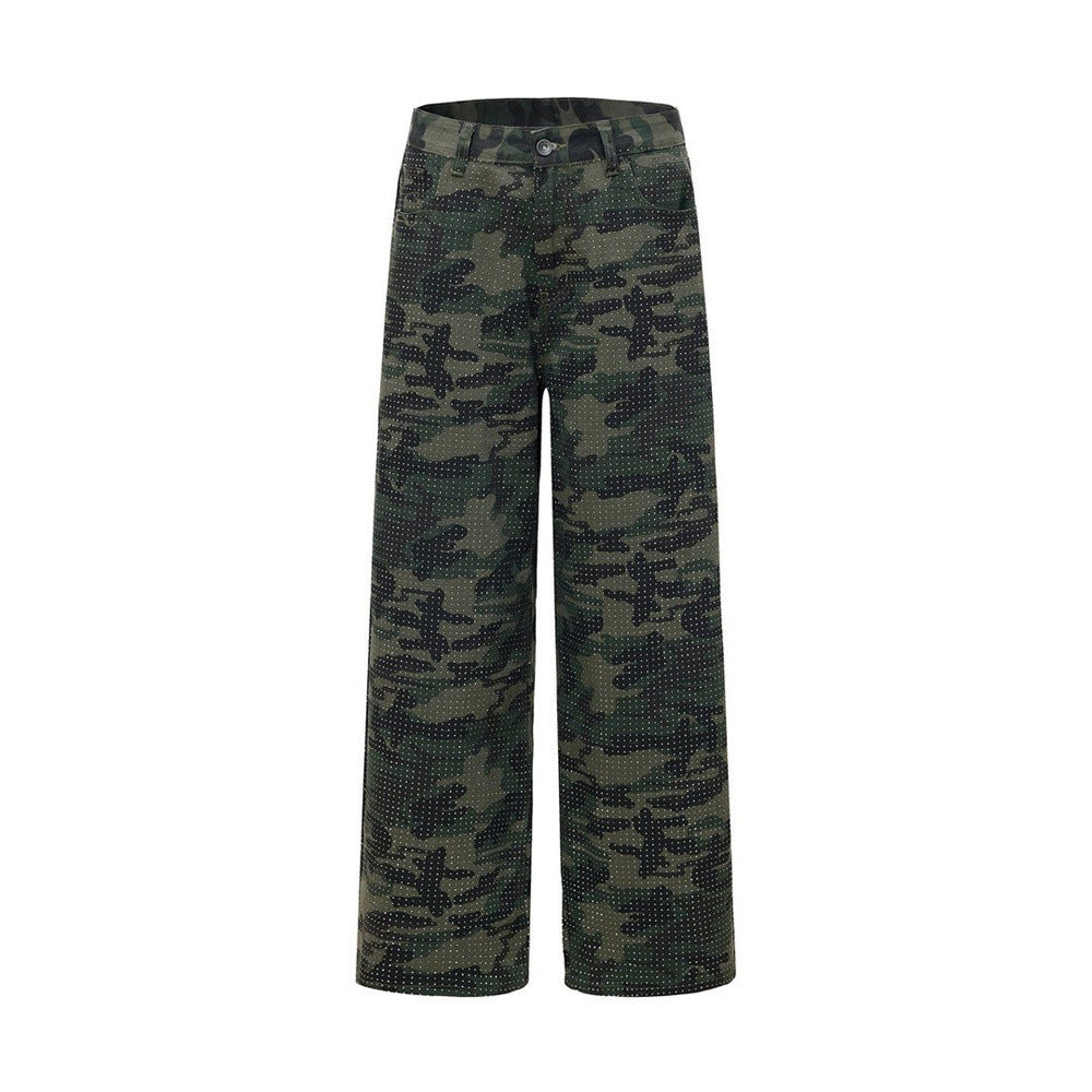 Camo-Hose mit weitem Bein und durchgehendem Strassdetail