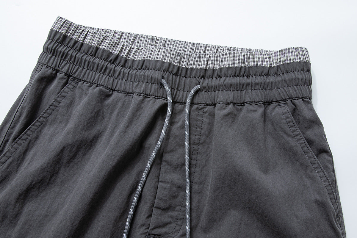 Wide-Leg Cargo Pants with Elastic Waist & Multi-Pocket Design