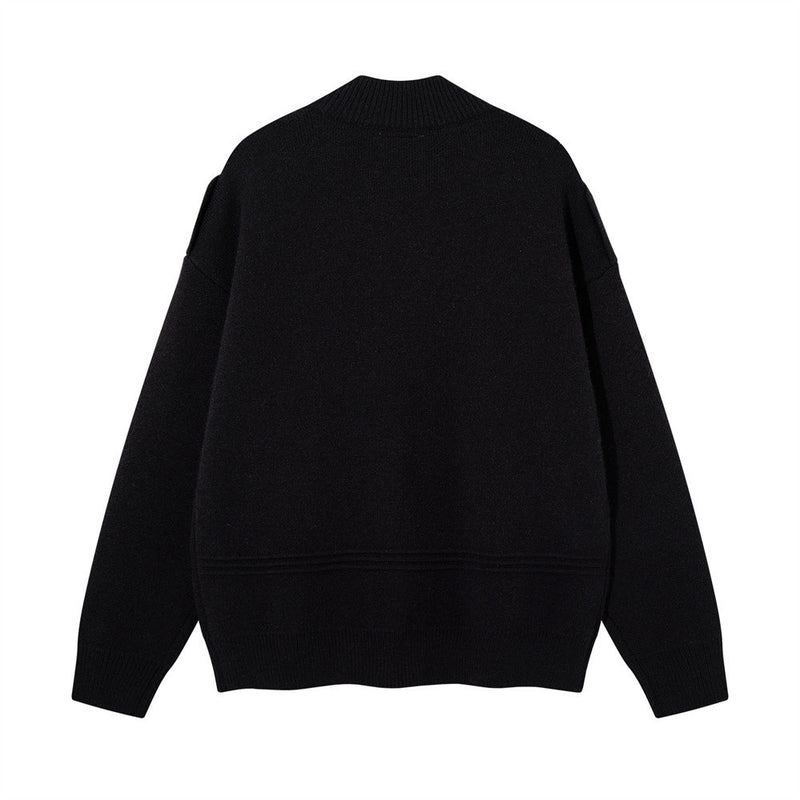 Cardigan zippé en maille à galons militaires – Col montant oversize avec