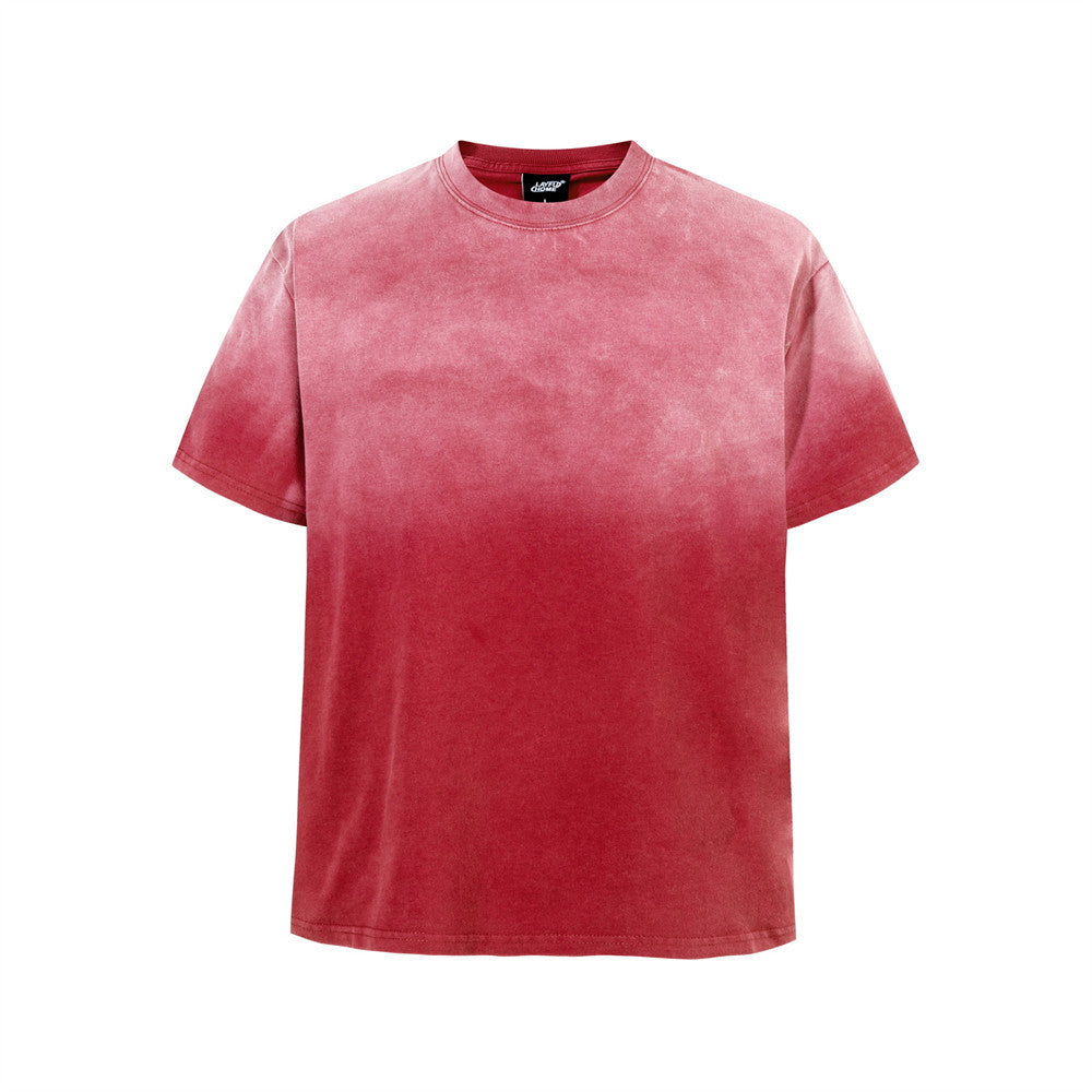 Acid Wash Vintage Oversized T-Shirt – Gradient Spray Dye Crewneck Tee
