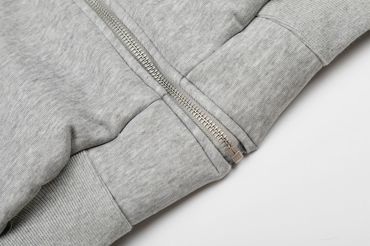 Faux Fur Trim Hooded Zip Jacket with Sherpa Lining & Buckle Detail
