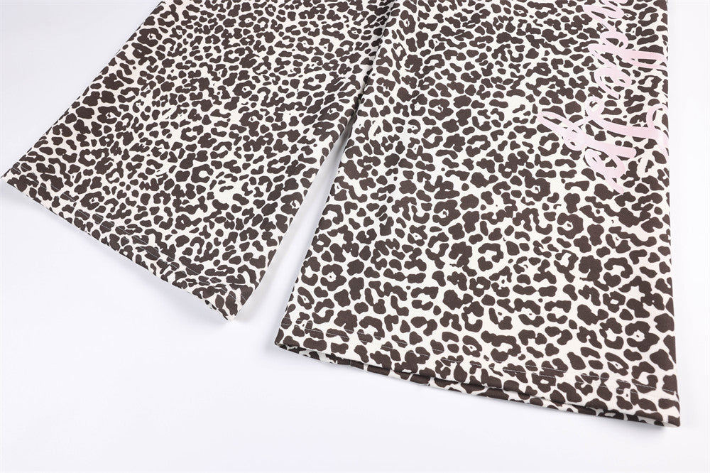Leopard Print Wide-Leg Sweatpants – Relaxed Fit Casual Trousers